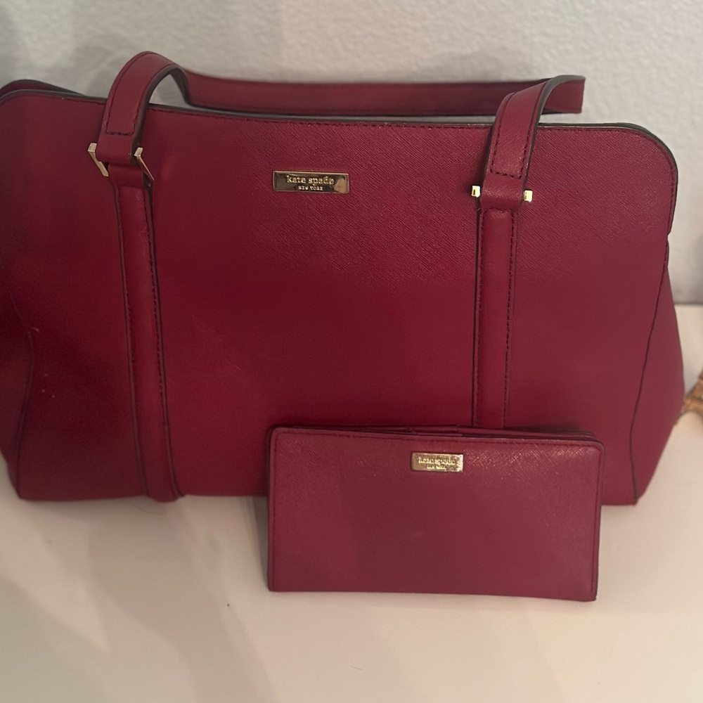 Kate Spade ♠️ Burgundy/ Ox Blood Shoulder Bag with Matching Wallet